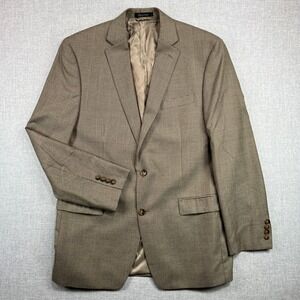 Lauren Ralph Lauren Brown Houndstooth Blazer Sport Coat Mens 42L Classic Neutral
